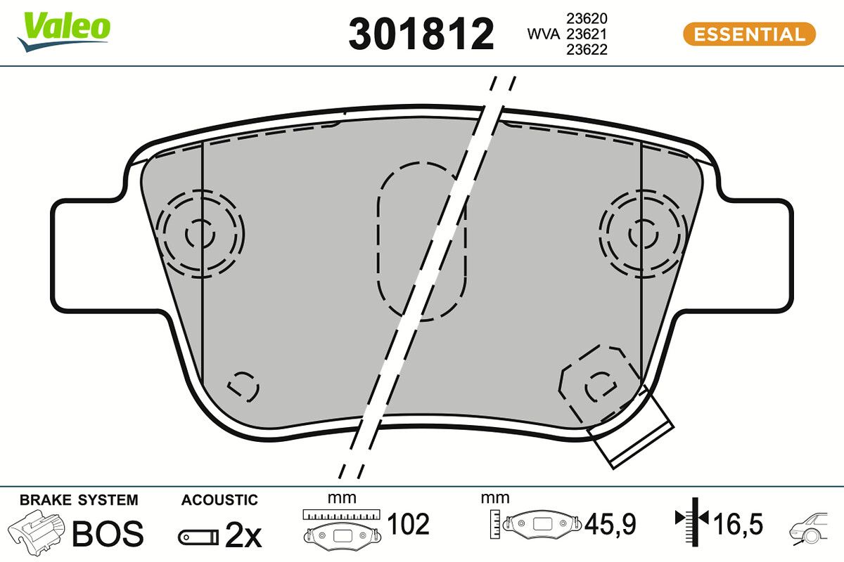 VALEO 301812 - Bremsbelagsatz, Scheibenbremse