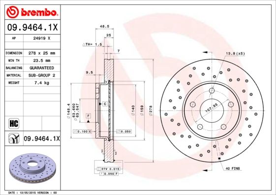 Brake Disc 09.9464.1X