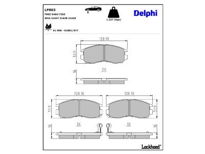 DELPHI LP803 - Bremsbelagsatz, Scheibenbremse