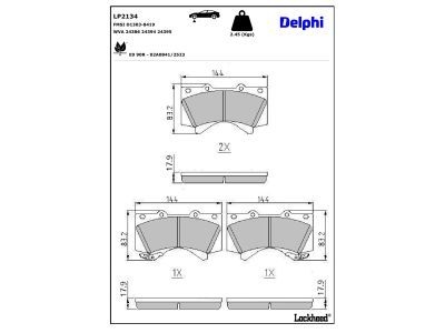 DELPHI LP2134 - Bremsbelagsatz, Scheibenbremse