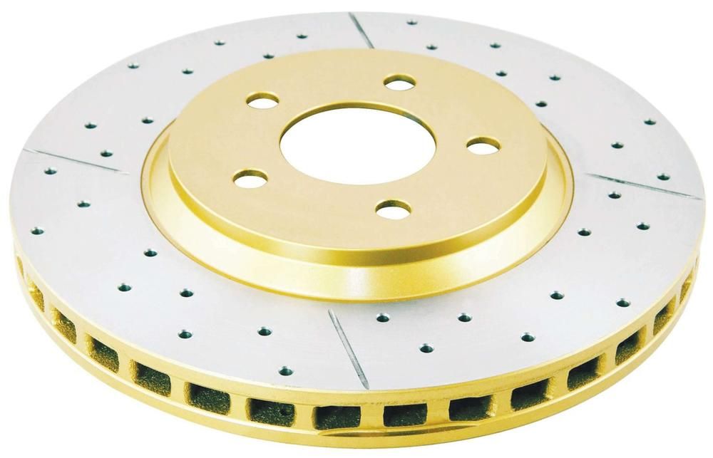 Street Gold Cross-drill/slotted KP [ Ford Mustang V6 11-14 V8 05-10 F ] - TecDoc 1