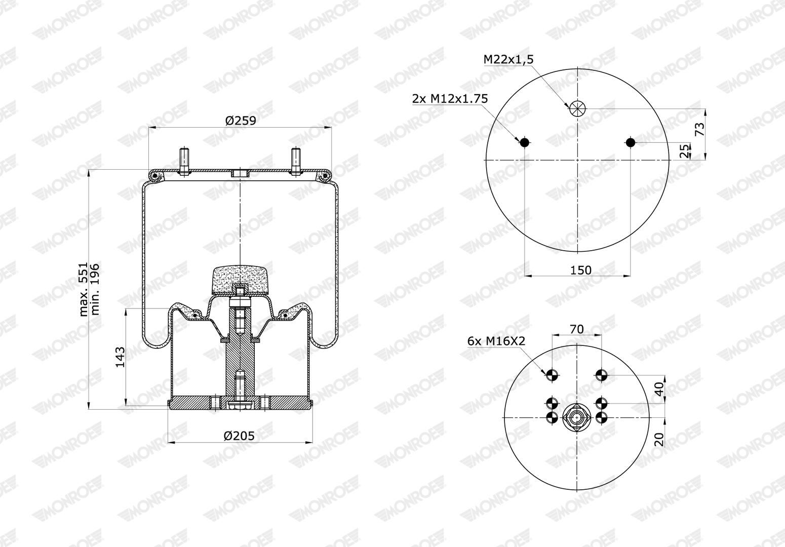 Cubrepolvo, suspensión neumática