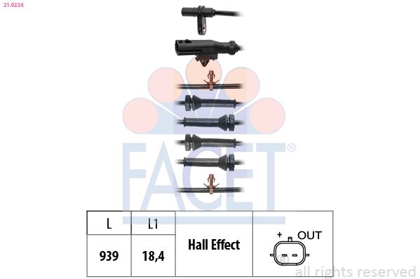 21.0234 FACET Made in Italy - OE Equivalent érzékelő, kerékfordulatszám