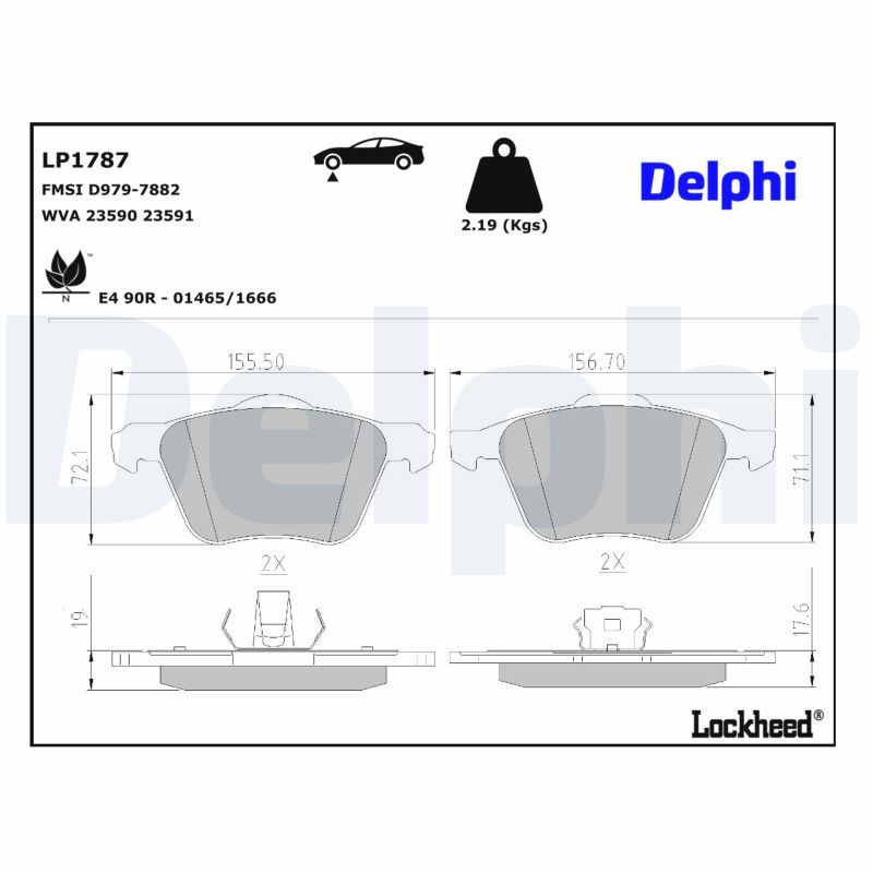 DELPHI LP1787 - Bremsbelagsatz, Scheibenbremse