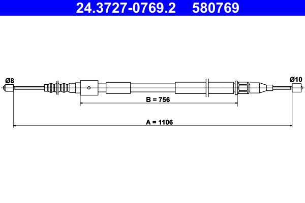 Ate 24.3727-0769.2 Seilzug, Feststellbremse
