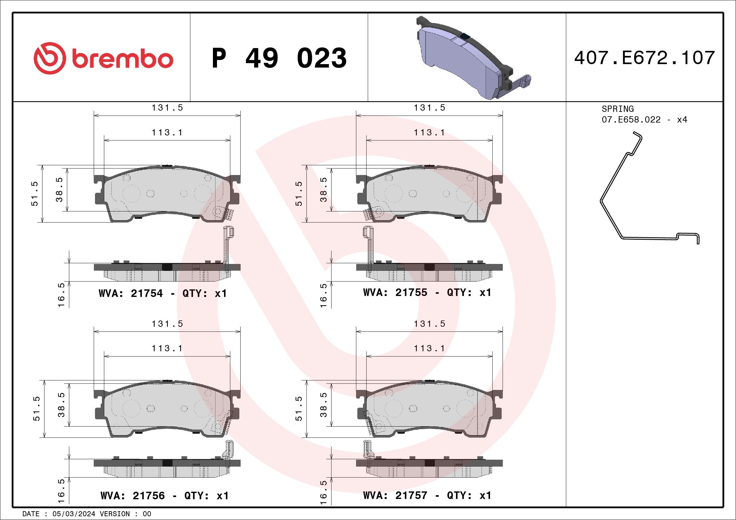 Brake Pad Set, disc brake P 49 023