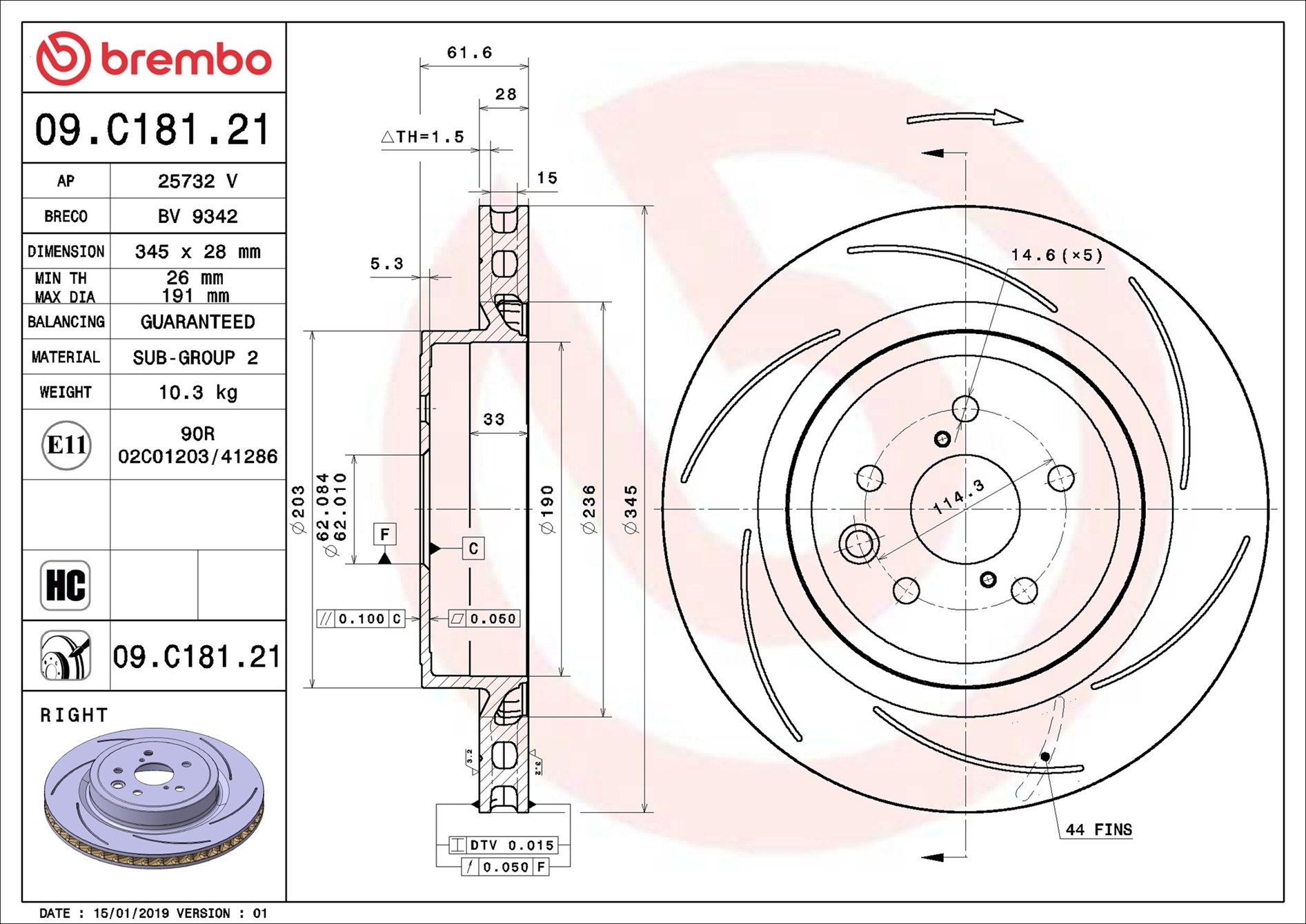LEXUS RC F USC10R 14-21 (RR-R) *Slotted - TecDoc 1