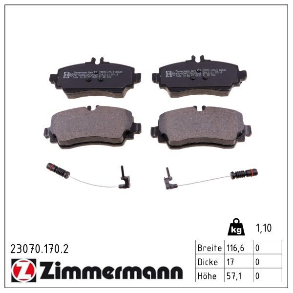 Zimmermann 23070.170.2 Bremsbelagsatz, Scheibenbremse