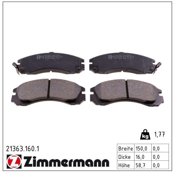 ZIMMERMANN 21363.160.1 - Bremsbelagsatz, Scheibenbremse