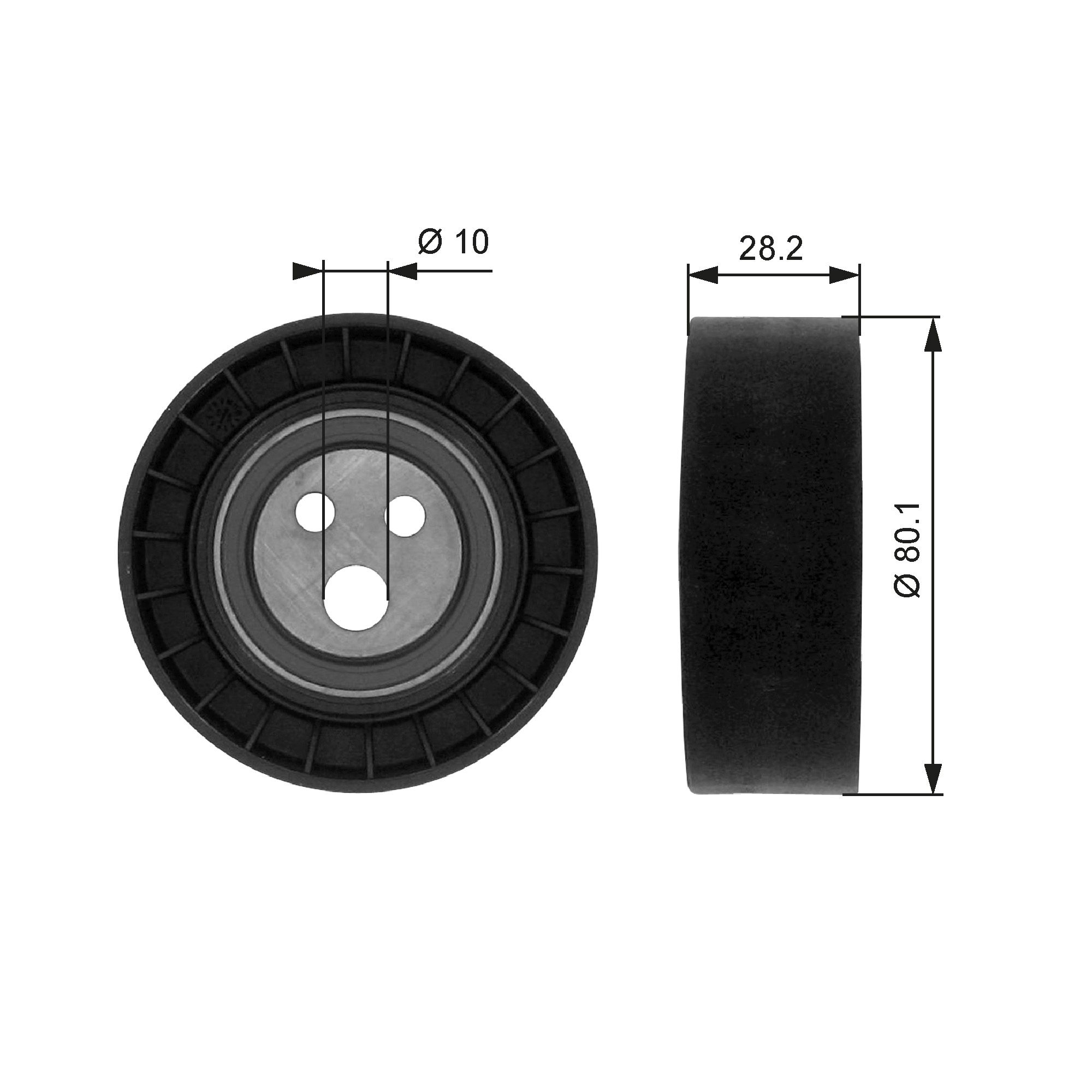 Deflection/Guide Pulley, V-ribbed belt T36016