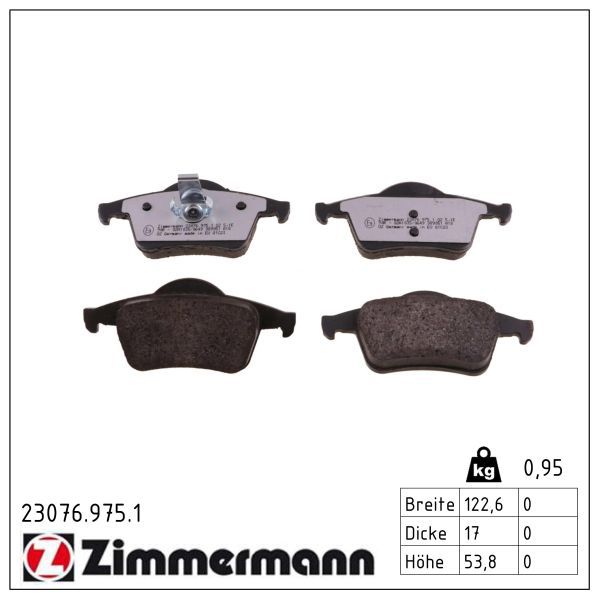 Zimmermann 23076.975.1 Bremsbelagsatz, Scheibenbremse
