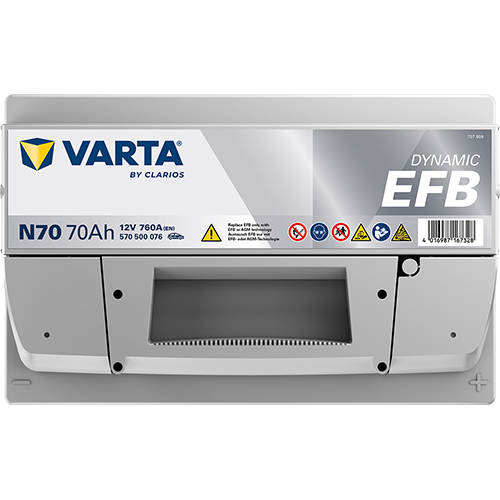 VARTA Dynamic EFB N70 | 12V 70Ah 760A | Start-Stopp Autobatterie