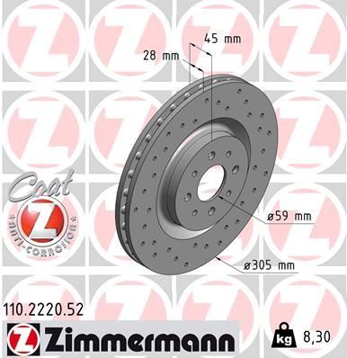 110.2220.52 ZIMMERMANN SPORT Z féktárcsa