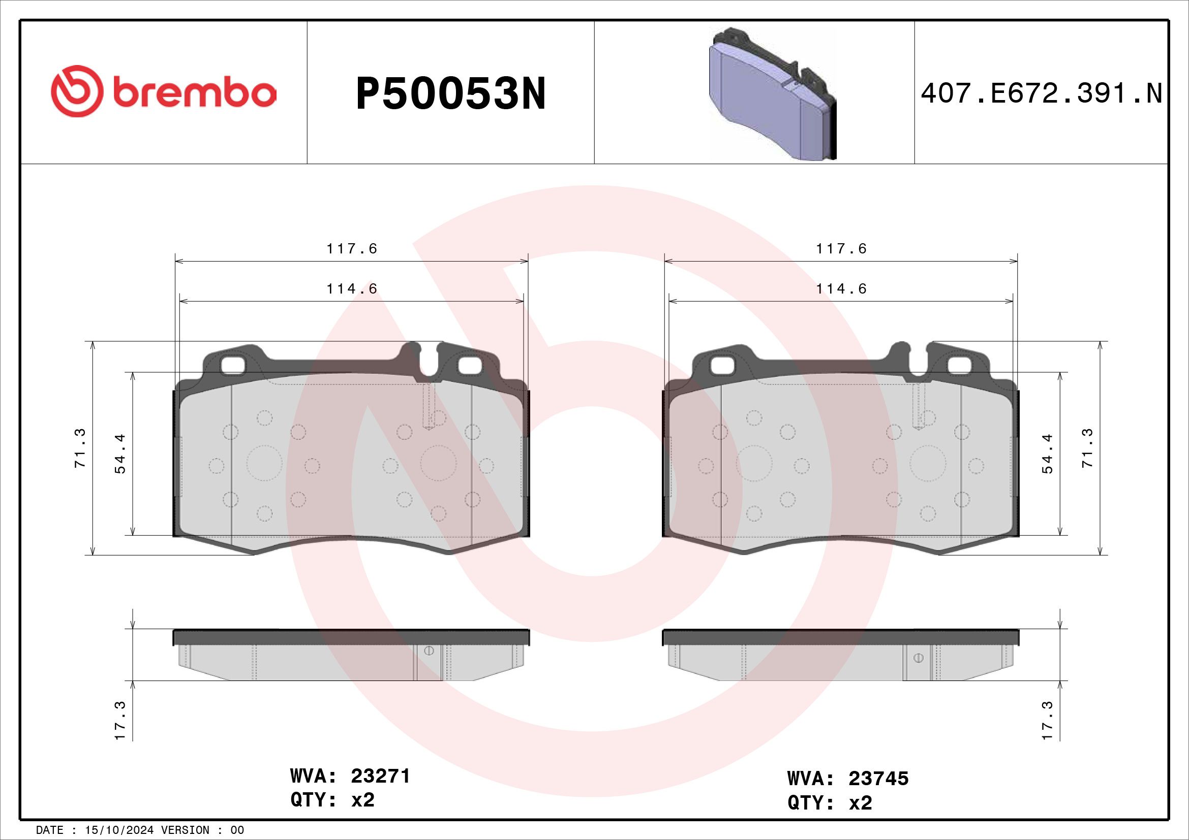 BREMBO DISC PAD -  MERCEDES BENZ C240 W203 00-05 (FRT) - TecDoc 2