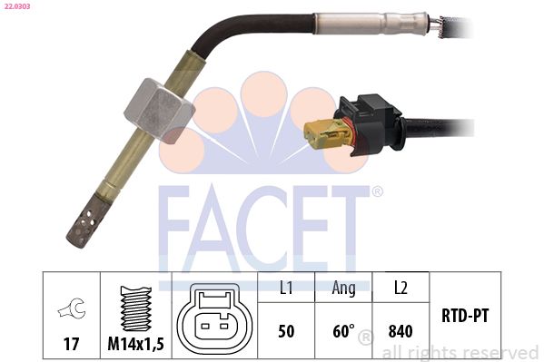 22.0303 FACET Made in Italy - OE Equivalent Érzékelő, kipufogógáz-hőmérséklet