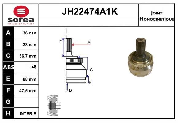 KIT CV JOINT AVEC KR089 - VOLVO S60