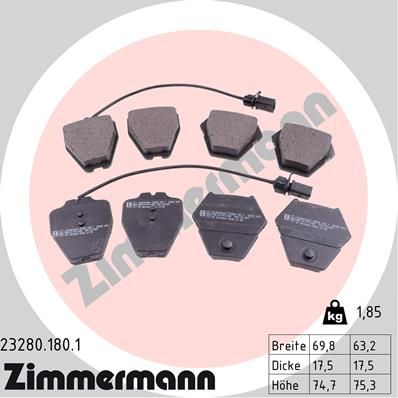23280.180.1 ZIMMERMANN fékbetétkészlet, tárcsafék
