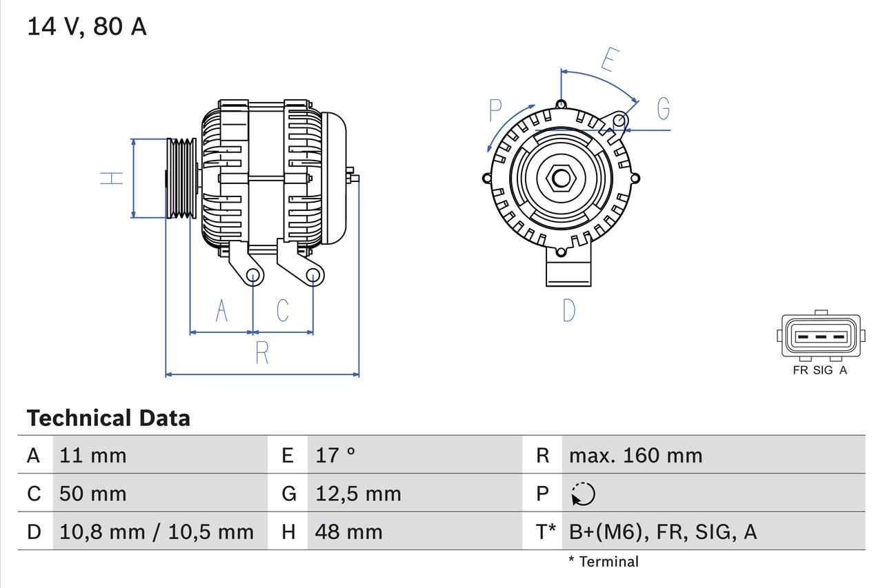 Alternator 0 986 044 701