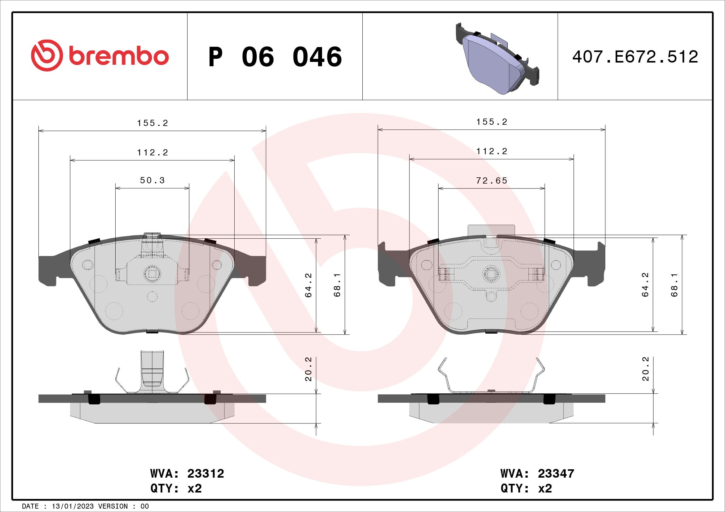 Brake Pad Set, disc brake P 06 046