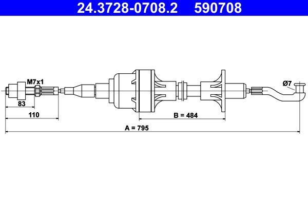 Cable Pull, clutch control 24.3728-0708.2