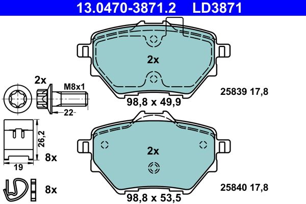 Комплект тормозных колодок, дисковый тормоз 13.0470-3871.2