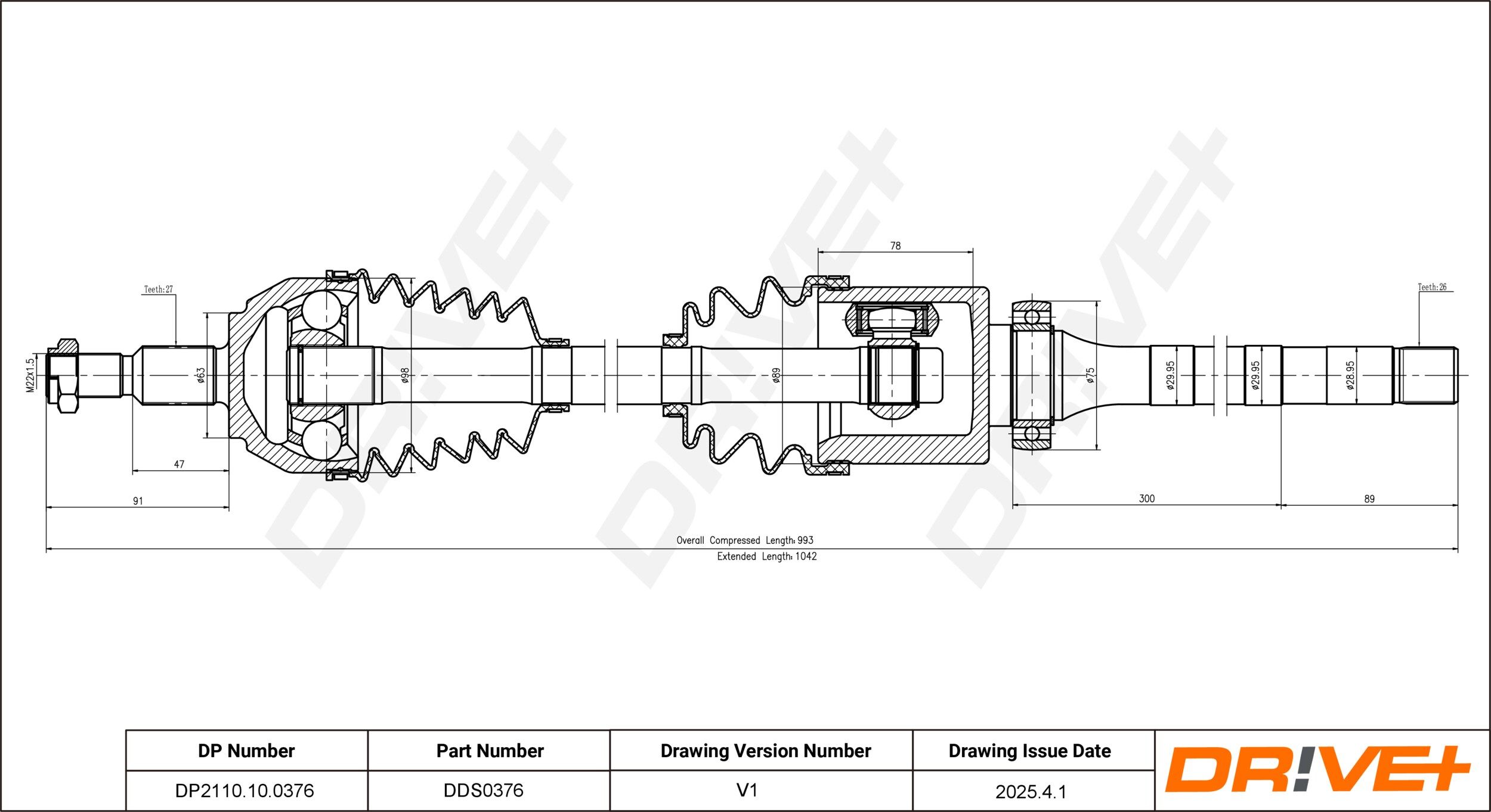 Dr!ve+ DP2110.10.0376 Antriebswelle