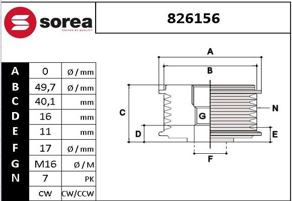 POULIE DEBR P7 DIA 55 EP 40,1