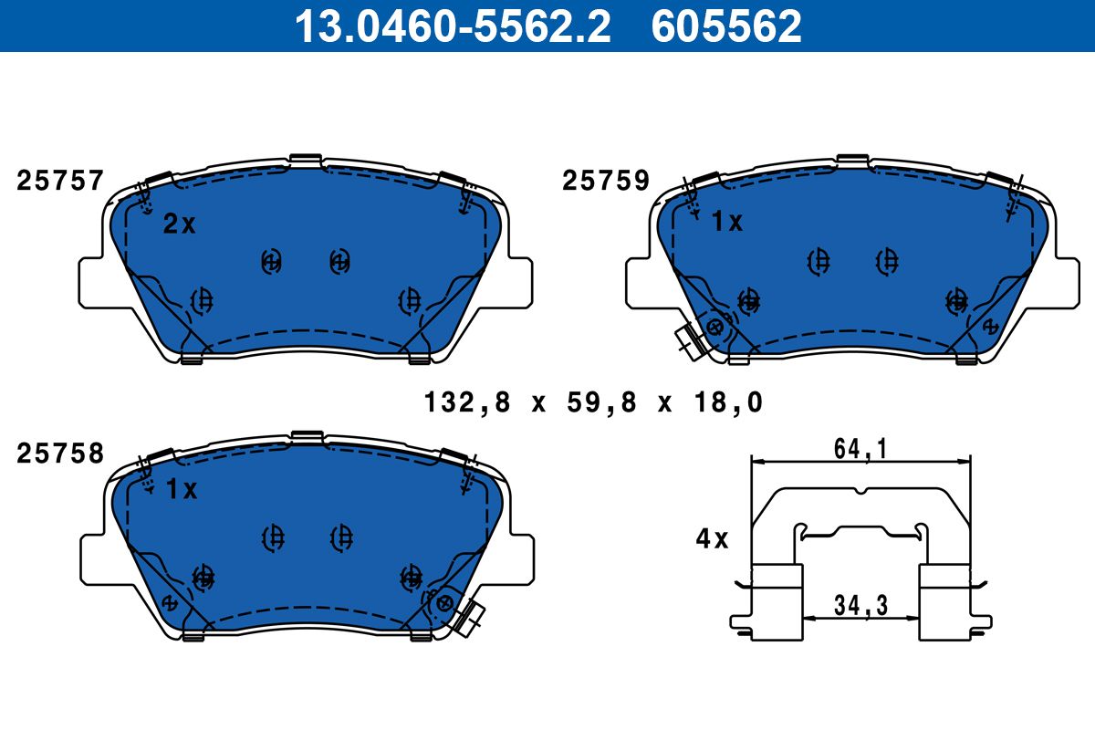 Brake Pad Set, disc brake 13.0460-5562.2