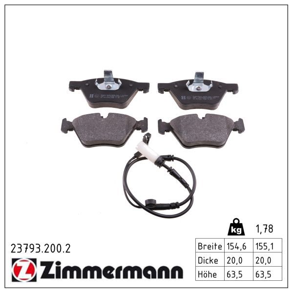 Zimmermann 23793.200.2 Bremsbelagsatz, Scheibenbremse