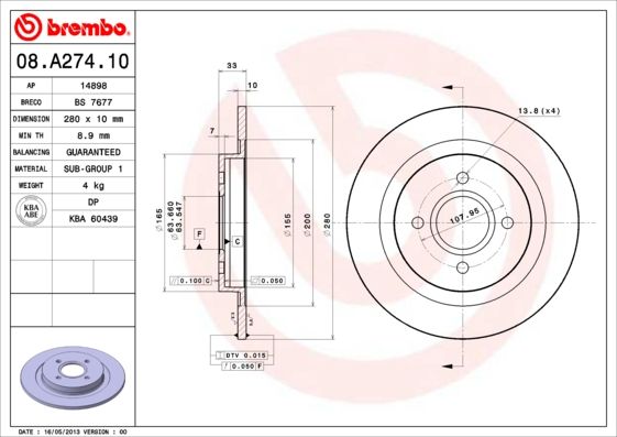 Brake Disc 08.A274.10