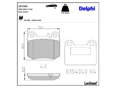 DELPHI LP1705 - Bremsbelagsatz, Scheibenbremse
