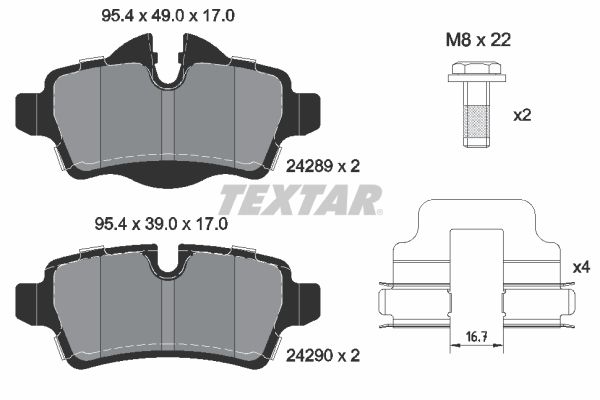 TEXTAR 2428901 - Bremsbelagsatz, Scheibenbremse Q+