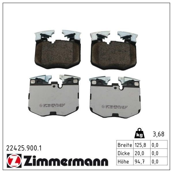 ZIMMERMANN 22425.900.1 - Bremsbelagsatz, Scheibenbremse rd:z