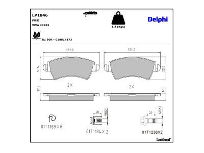 DELPHI LP1846 - Bremsbelagsatz, Scheibenbremse