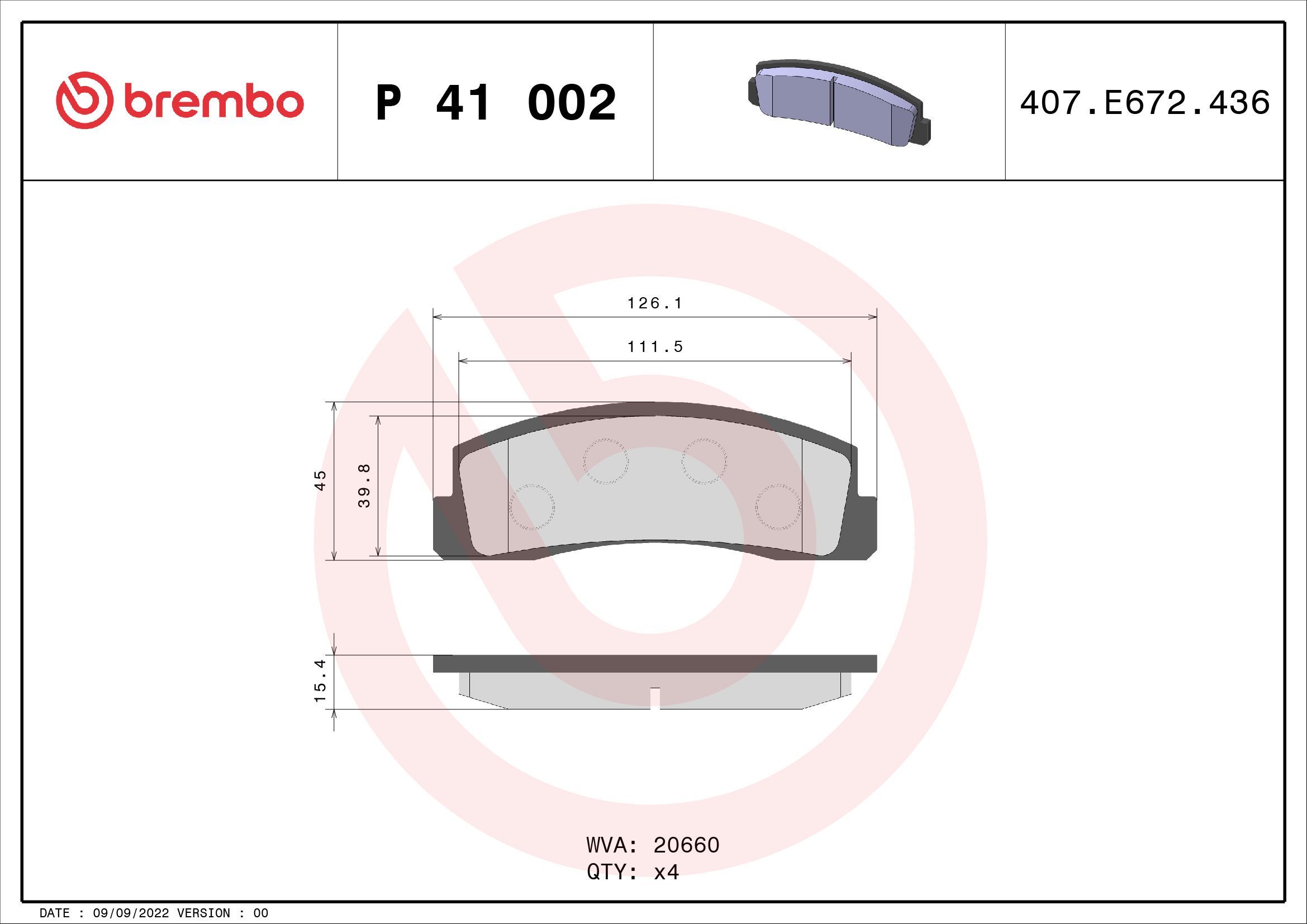 Brake Pad Set, disc brake P 41 002