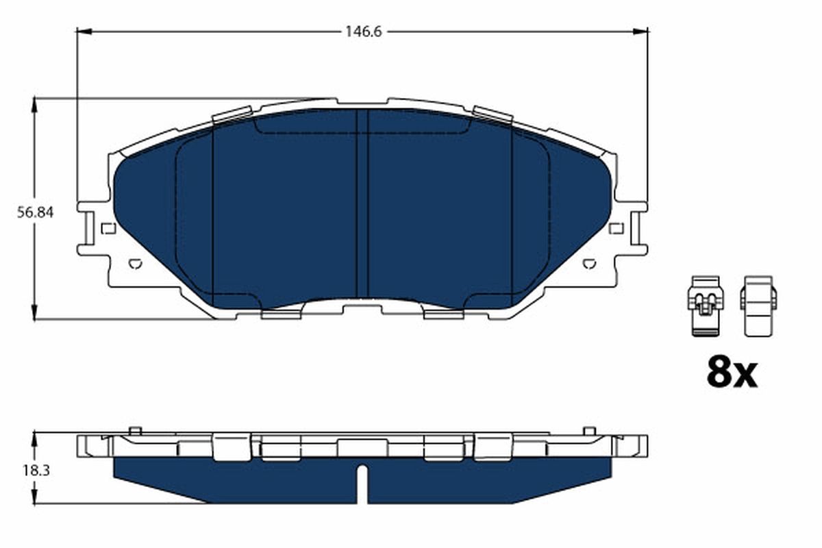 TRW DISC BRAKE PADS - ELECTRIC BLUE - TecDoc Only