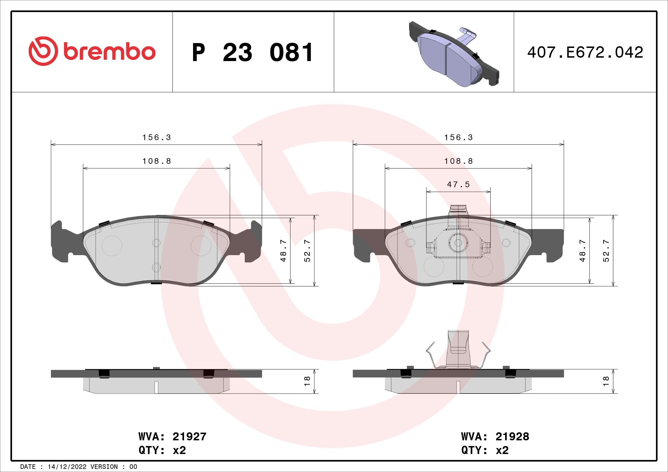 Brake Pad Set, disc brake P 23 081