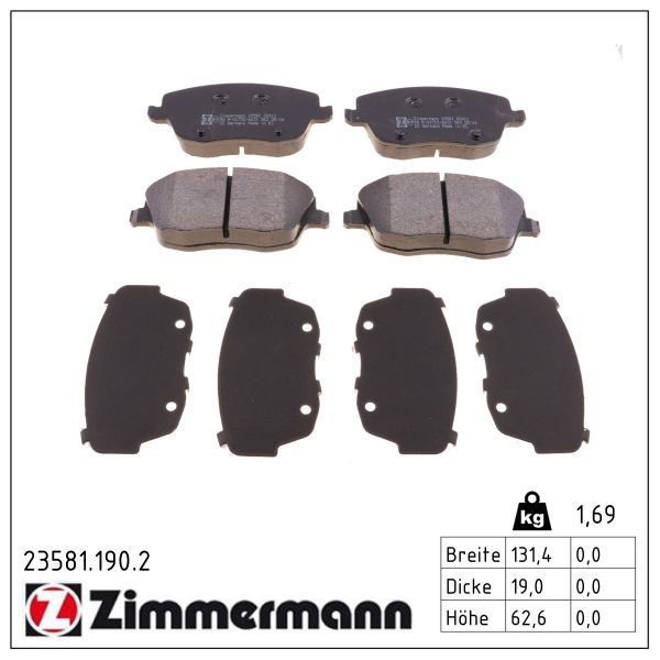 Zimmermann 23581.190.2 Bremsbelagsatz, Scheibenbremse