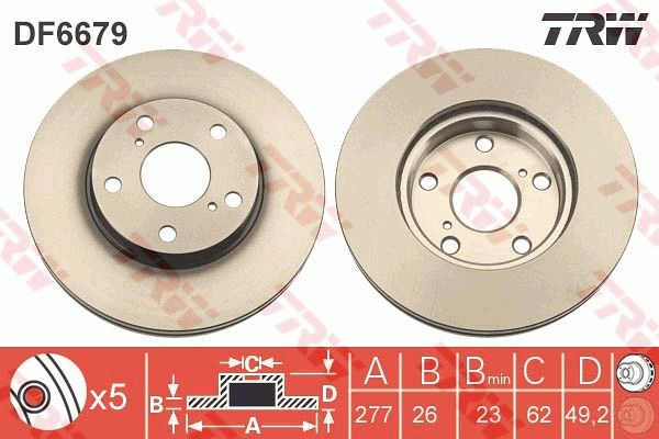 TRW BRAKE DISC - TWIN PACK - TecDoc 1