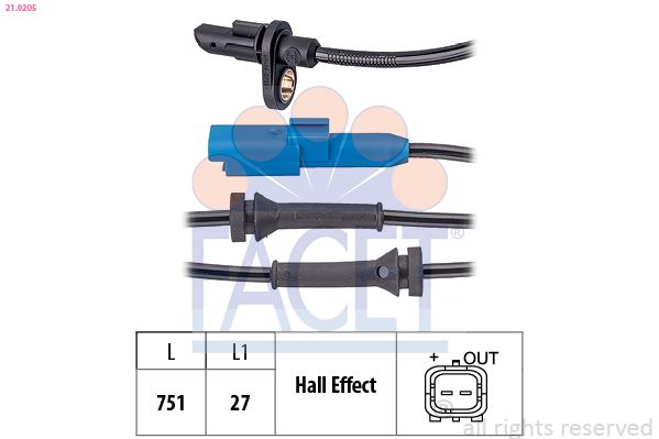 FACET 21.0205 - Sensor, Raddrehzahl
