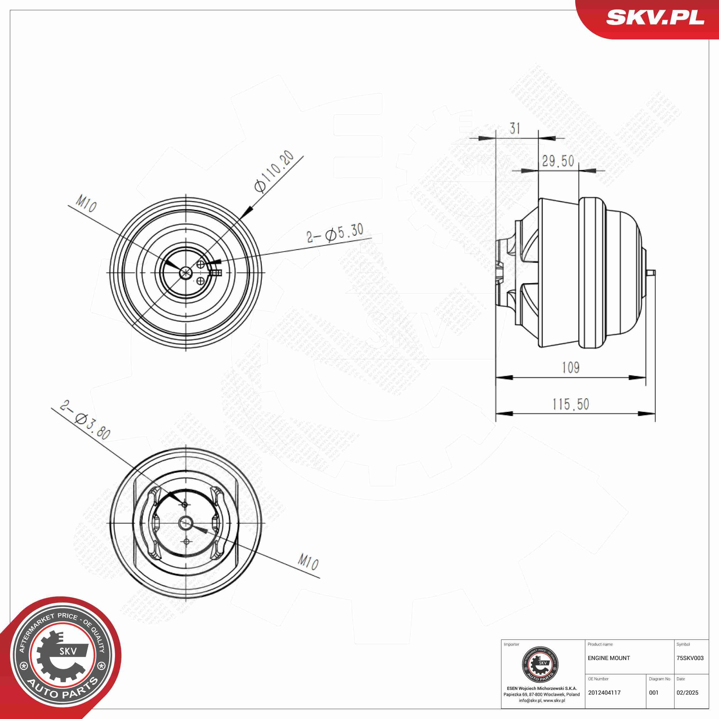 ESEN SKV 75SKV003 - Lagerung, Motor