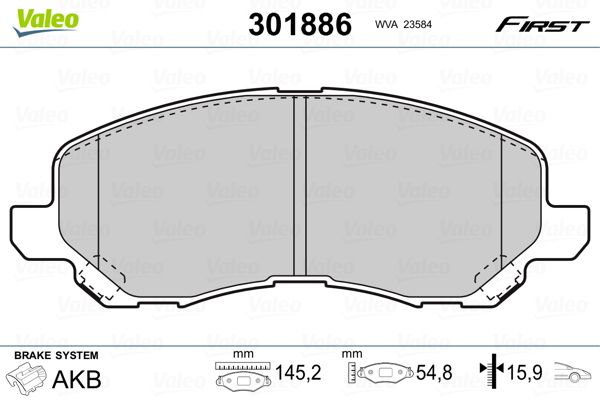 Brake Pad Set, disc brake 301886