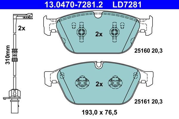 Brake Pad Set, disc brake 13.0470-7281.2