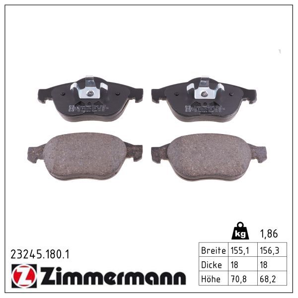 Zimmermann 23245.180.1 Bremsbelagsatz, Scheibenbremse