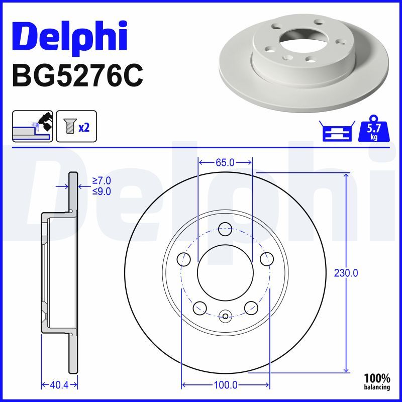 DELPHI BG5276C - Bremsscheibe