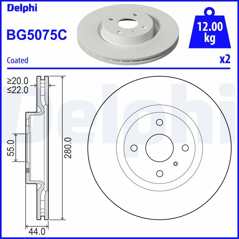BG5075C DELPHI féktárcsa