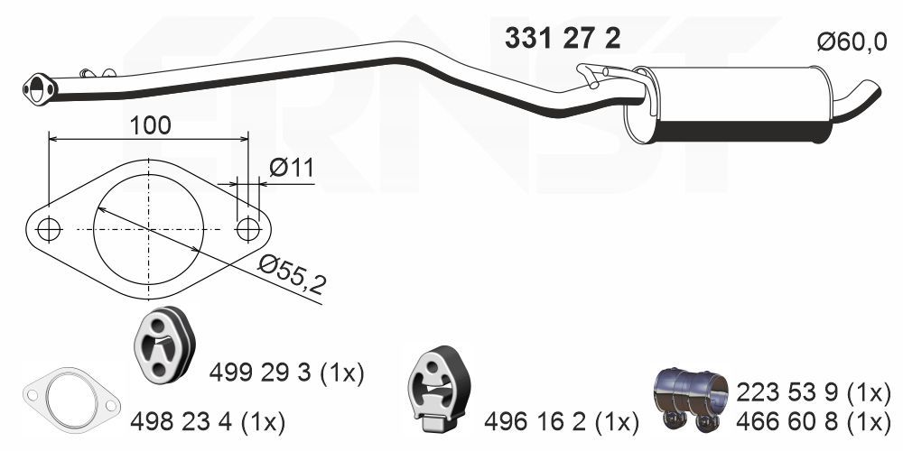 ERNST 331272 - Mittelschalldämpfer