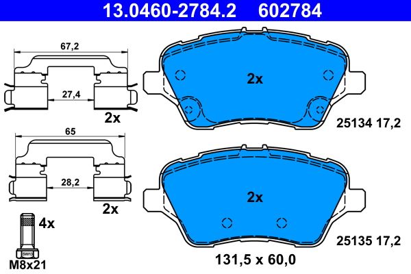 Brake Pad Set, disc brake 13.0460-2784.2