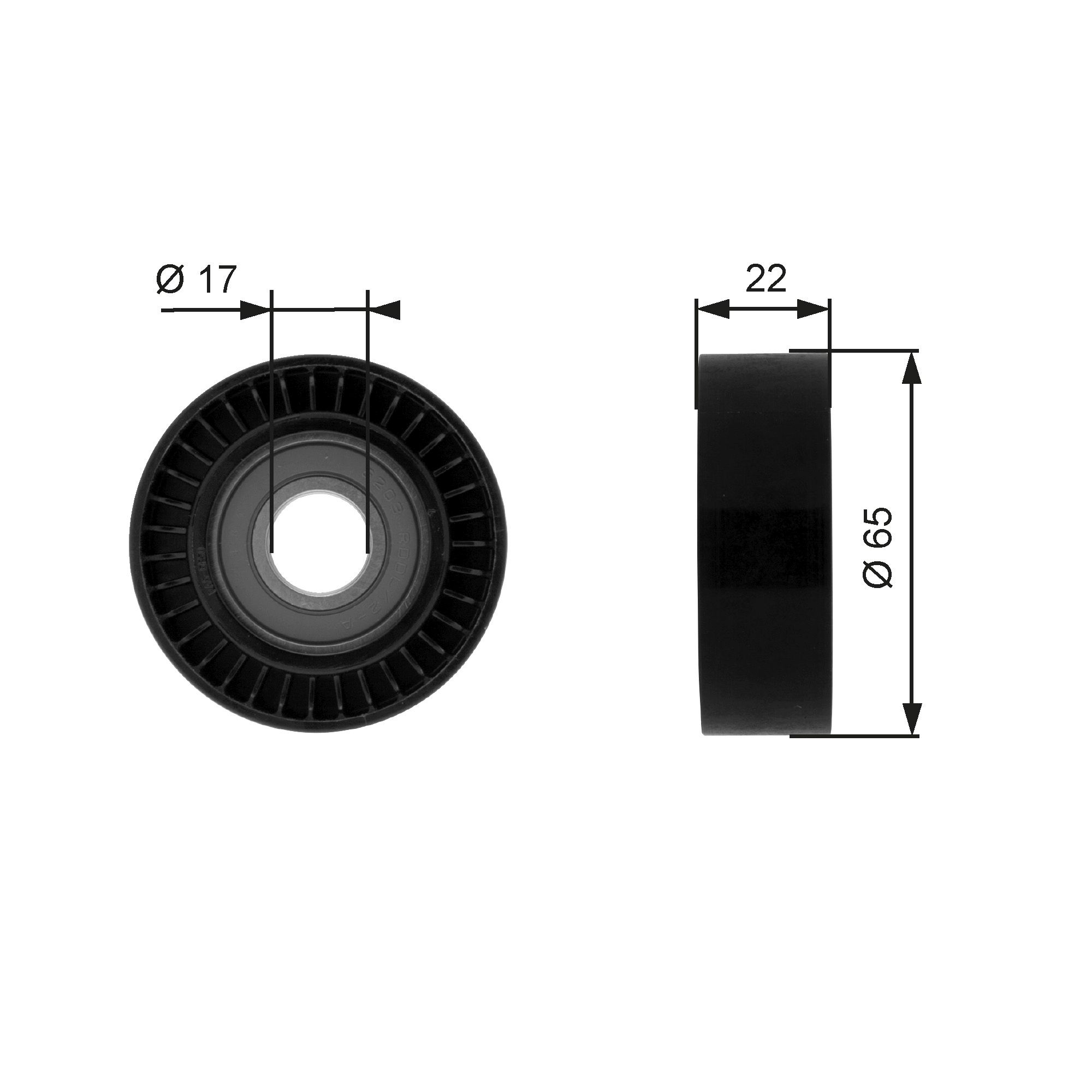 Deflection/Guide Pulley, V-ribbed belt T36257