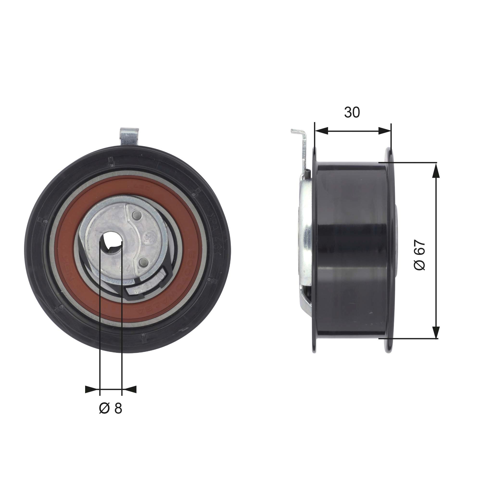 Tensioner Pulley, timing belt T43069